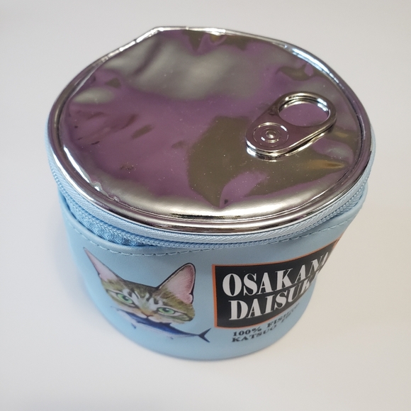 1PC Large-capacity Storage Bag Cat Eating Fish Pattern Canned Type Cosmetic Bag - Picture 3 of 7